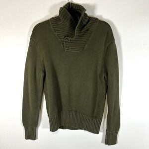 Polo Ralph Lauren Sweater Mens Sz M Green Shawl Collar Button Pullover Knit Warm